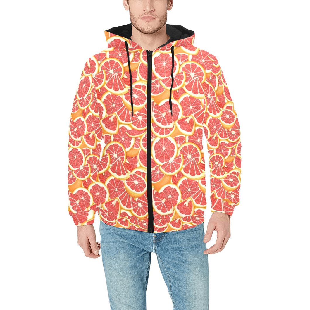 Tropical grapefruit pattern Men's Padded Hooded Jacket