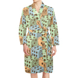 Dice Pattern Print Design 05 Men's Long Sleeve Belted Night Robe