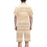 Wood Printed Pattern Print Design 01 Men's V-Neck Short Pajama Set
