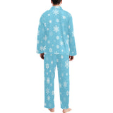 Snowflake pattern blue background Men's Long Pajama Set