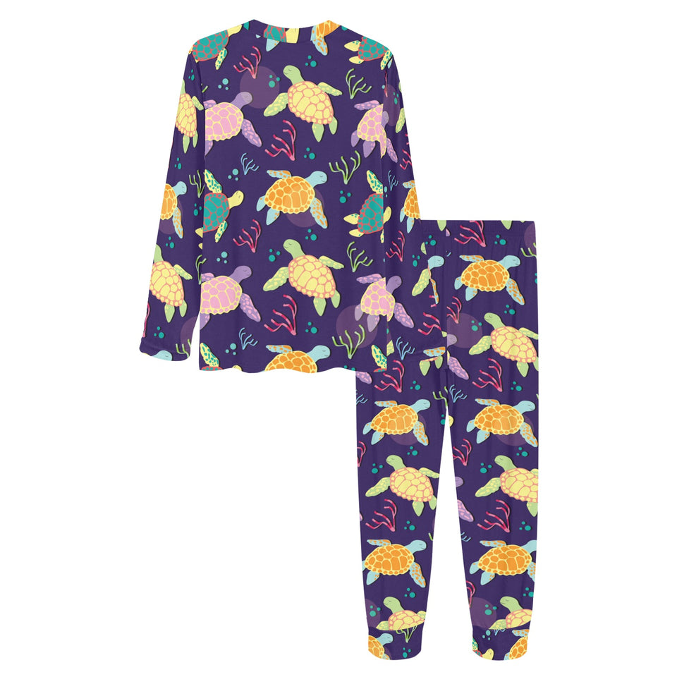 Colorful sea turtle pattern Women's All Over Print Pajama Set