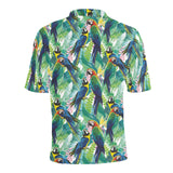 Colorful parrot exotic flower leaves Men's All Over Print Polo Shirt