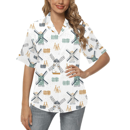 windmill pattern Women's All Over Print Hawaiian Shirt