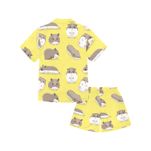 Cute Hamster pattern Kids' Boys' Girls' V-Neck Short Pajama Set