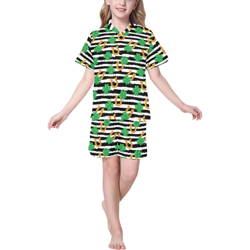 Horseshoes Pattern Print Design 01 Kids' Boys' Girls' V-Neck Short Pajama Set