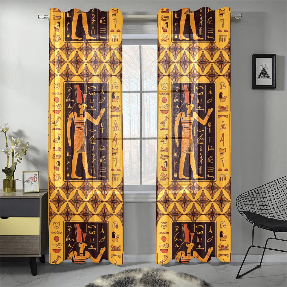 Egypt Hieroglyphics Pattern Print Design 05 Gauze Curtain