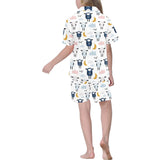 Cute sleeping sheep moon cloud pattern Kids' Boys' Girls' V-Neck Short Pajama Set