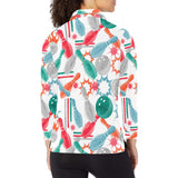 Watercolor bowling pattern Women's Long Sleeve Polo Shirt