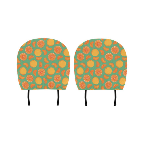 orange fruit pattern green background Car Headrest Cover