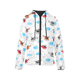 Watercolor helicopter cloud pattern Women's Padded Hooded Jacket