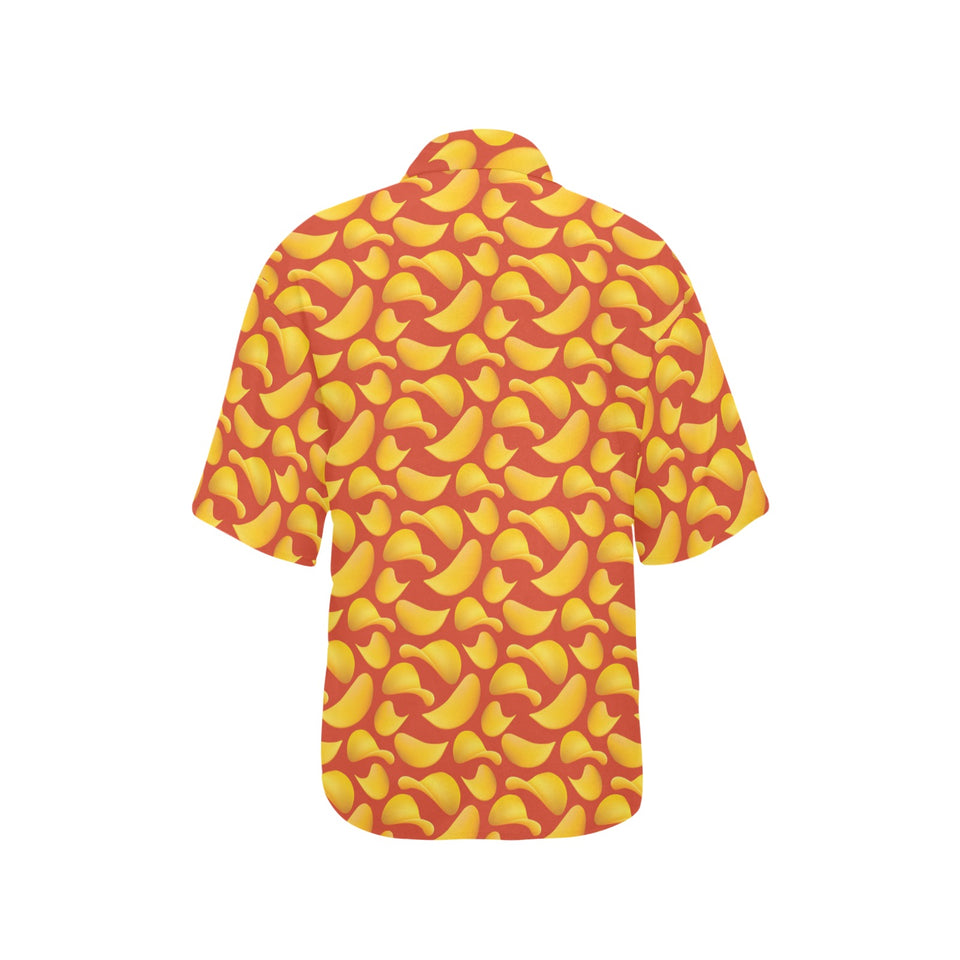 Potato Chips Pattern Print Design 05 Women's All Over Print Hawaiian Shirt