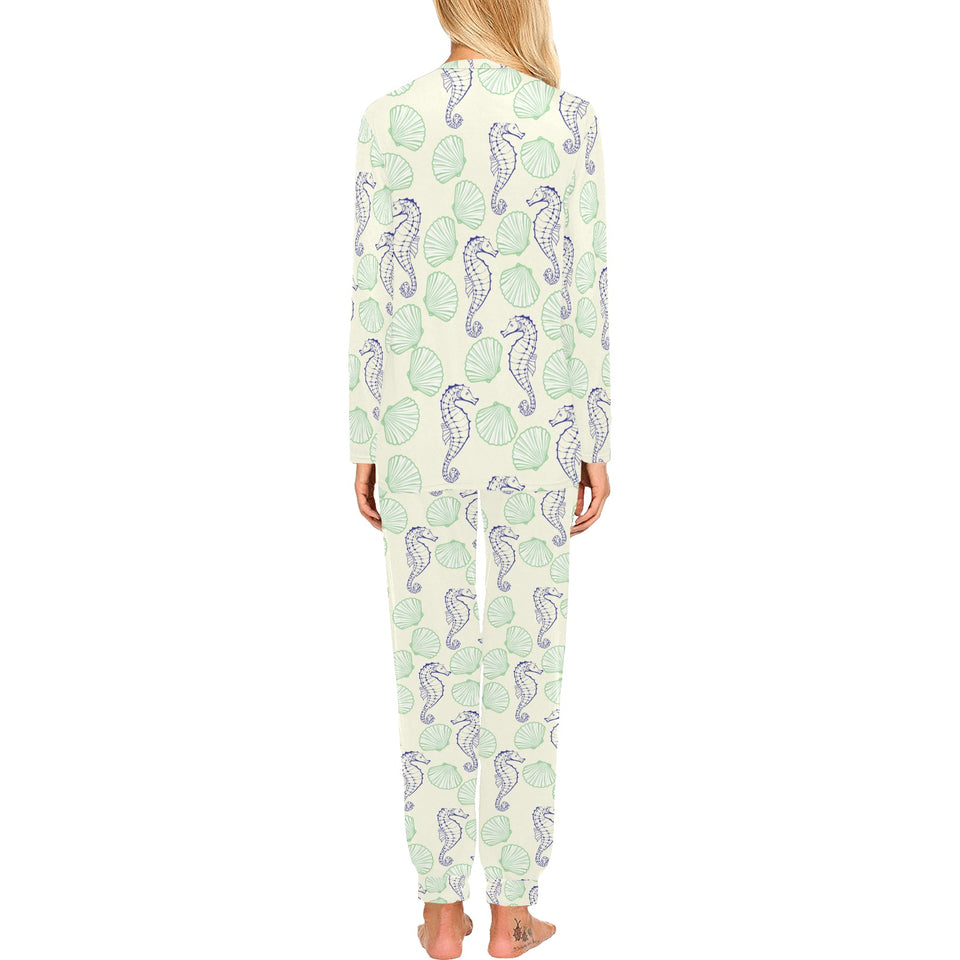 Seahorse shell pattern Women's All Over Print Pajama Set