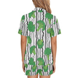 Cool Broccoli pattern Women's V-Neck Short Pajama Set
