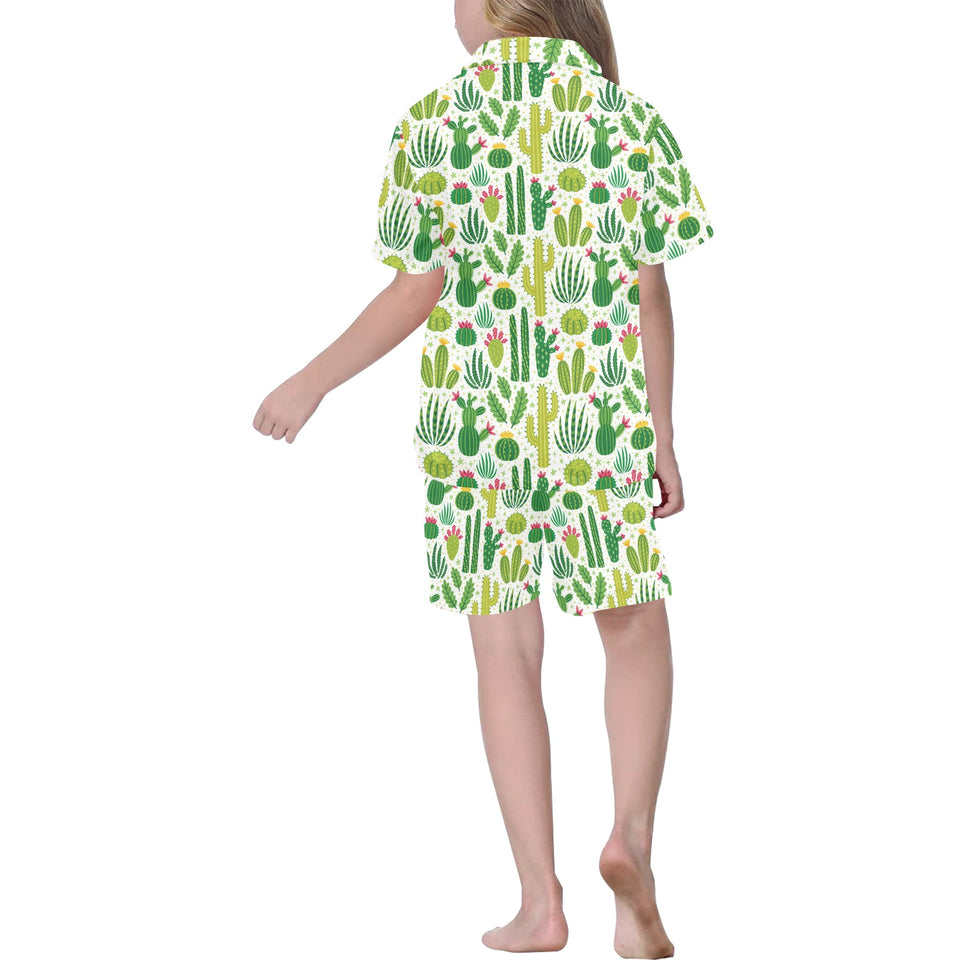 Cactus pattern copy Kids' Boys' Girls' V-Neck Short Pajama Set