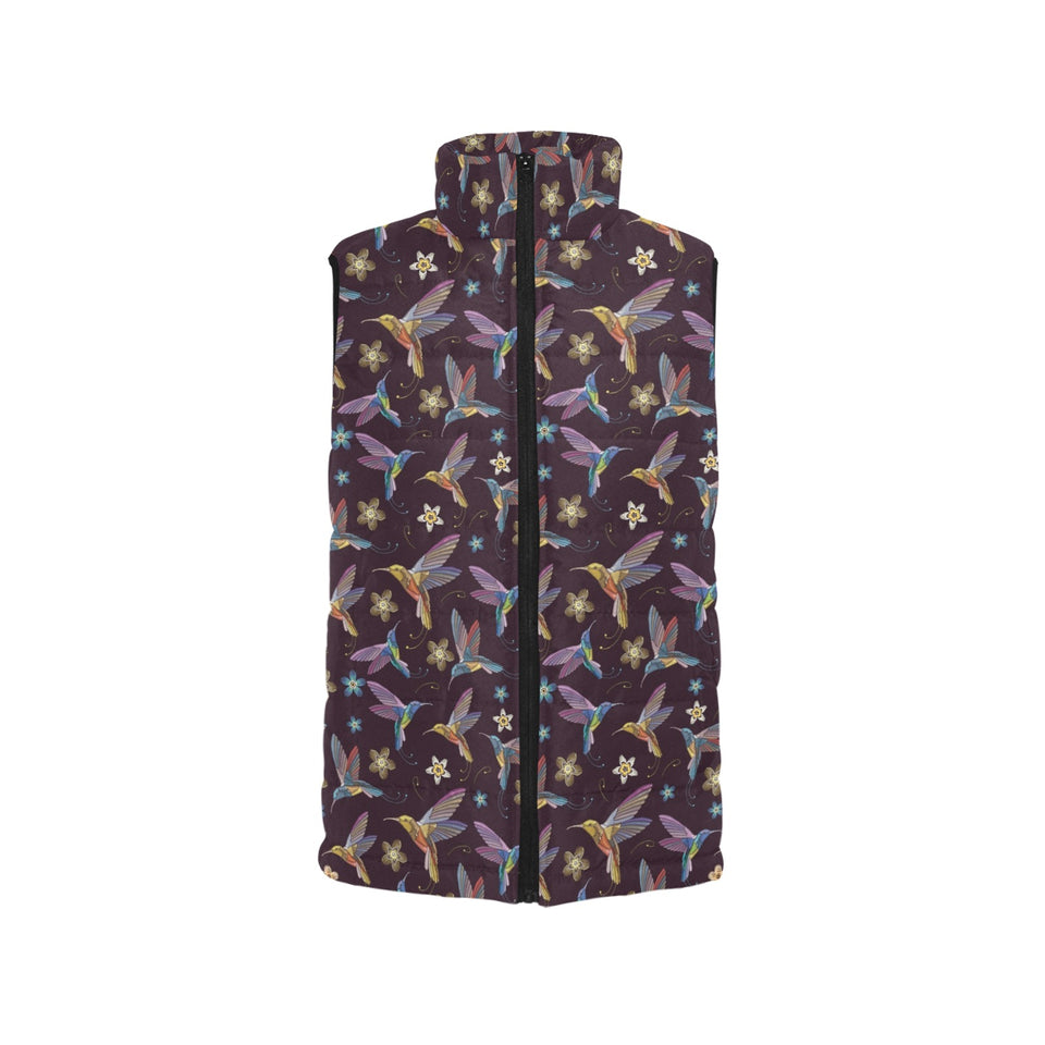 Hummingbird Pattern Print Design 04 Women's Padded Vest