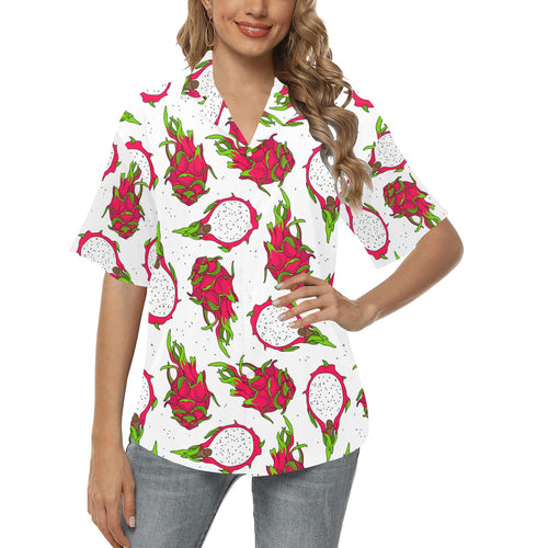 dragon fruits white background Women's All Over Print Hawaiian Shirt