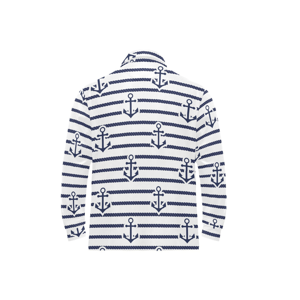 Anchor rope nautical pattern Men's Long Sleeve Polo Shirt