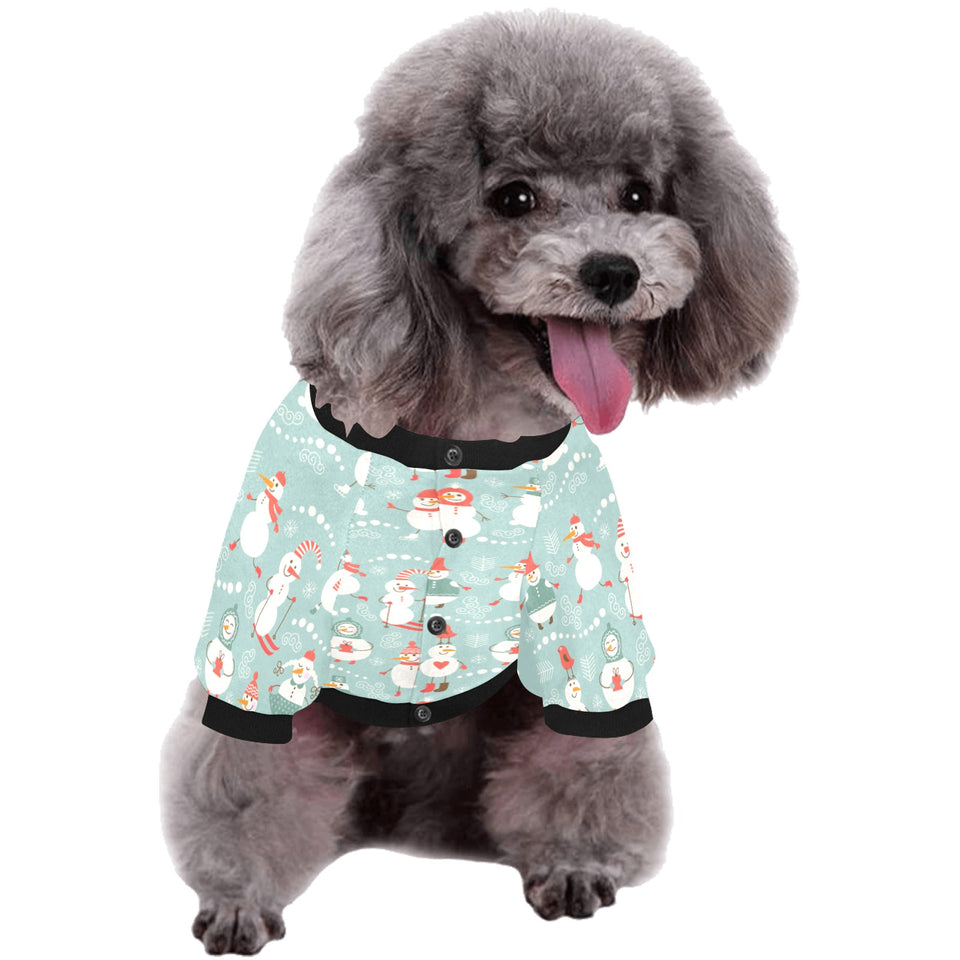 Cute snowman pattern All Over Print Pet Dog Round Neck Fuzzy Shirt