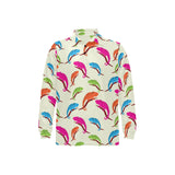 Colorful Chameleon lizard pattern Men's Long Sleeve Polo Shirt