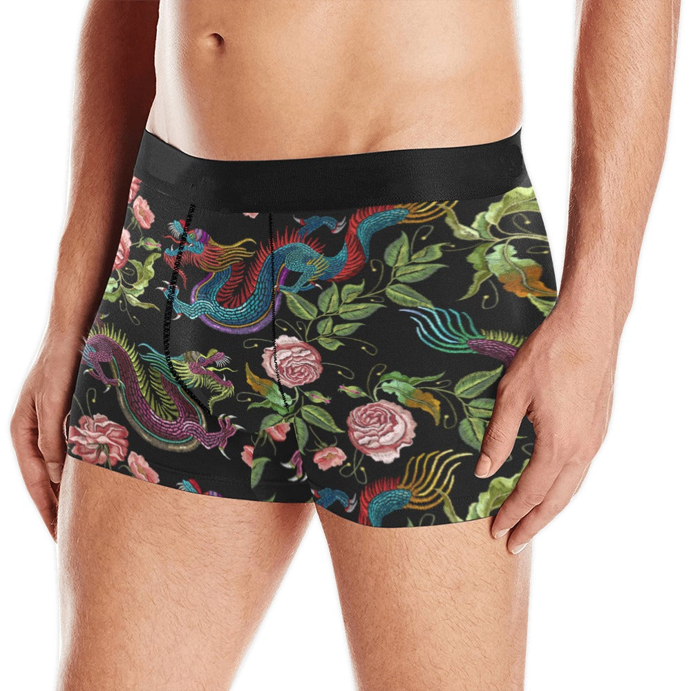Dragons flower pattern Men's All Over Print Boxer Briefs Men's Underwear
