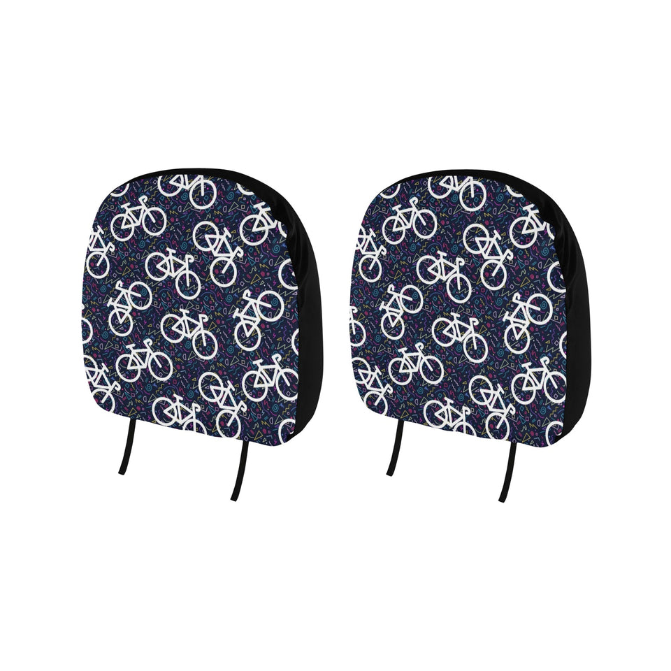 Bicycle Pattern Print Design 03 Car Headrest Cover