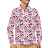 Yorkshire Terrier Pattern Print Design 03 Men's Long Sleeve Polo Shirt