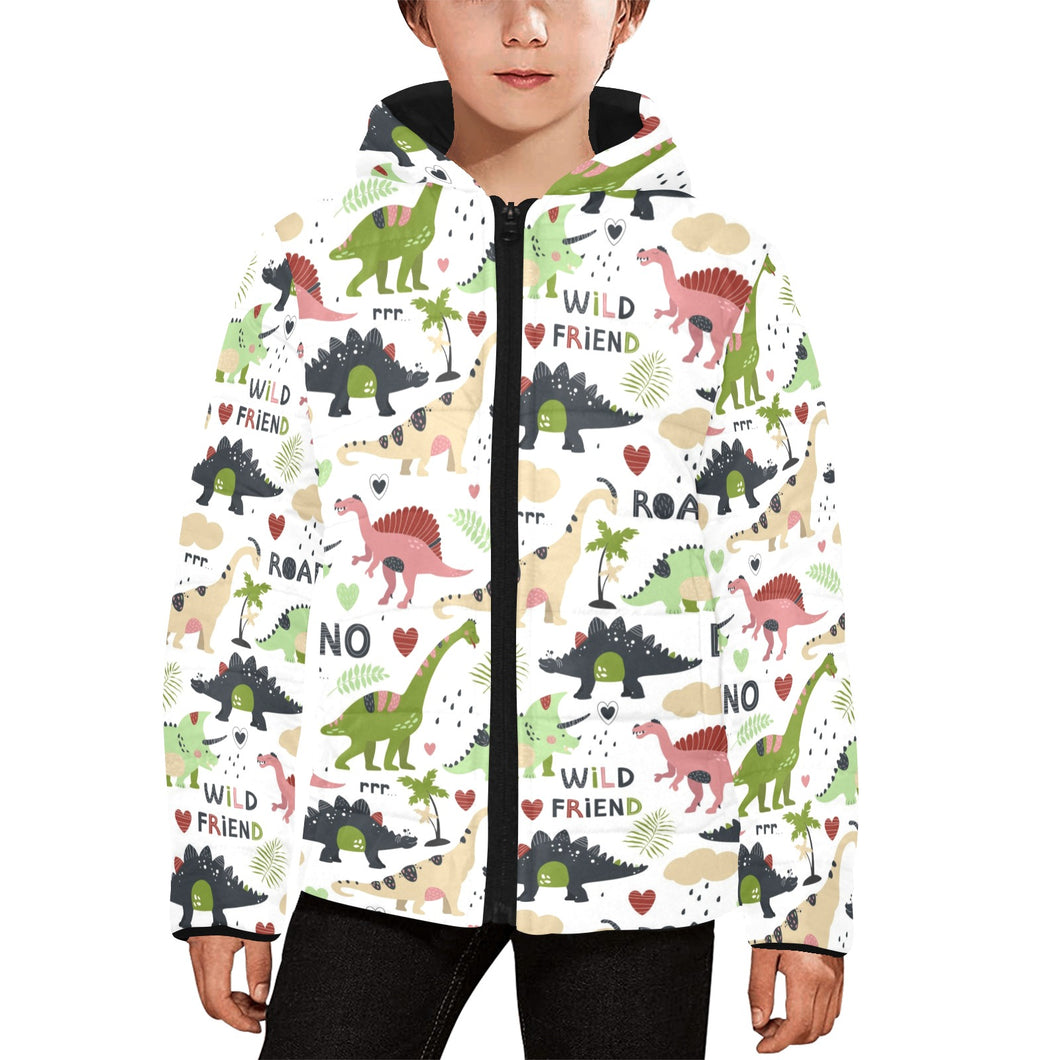 Cute dinosaurs pattern Kids' Boys' Girls' Padded Hooded Jacket