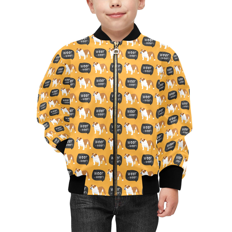 English Bulldog Pattern Print Design 04 Kids' Boys' Girls' Bomber Jacket