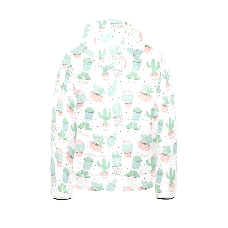 Pastel color cactus pattern Kids' Boys' Girls' Padded Hooded Jacket