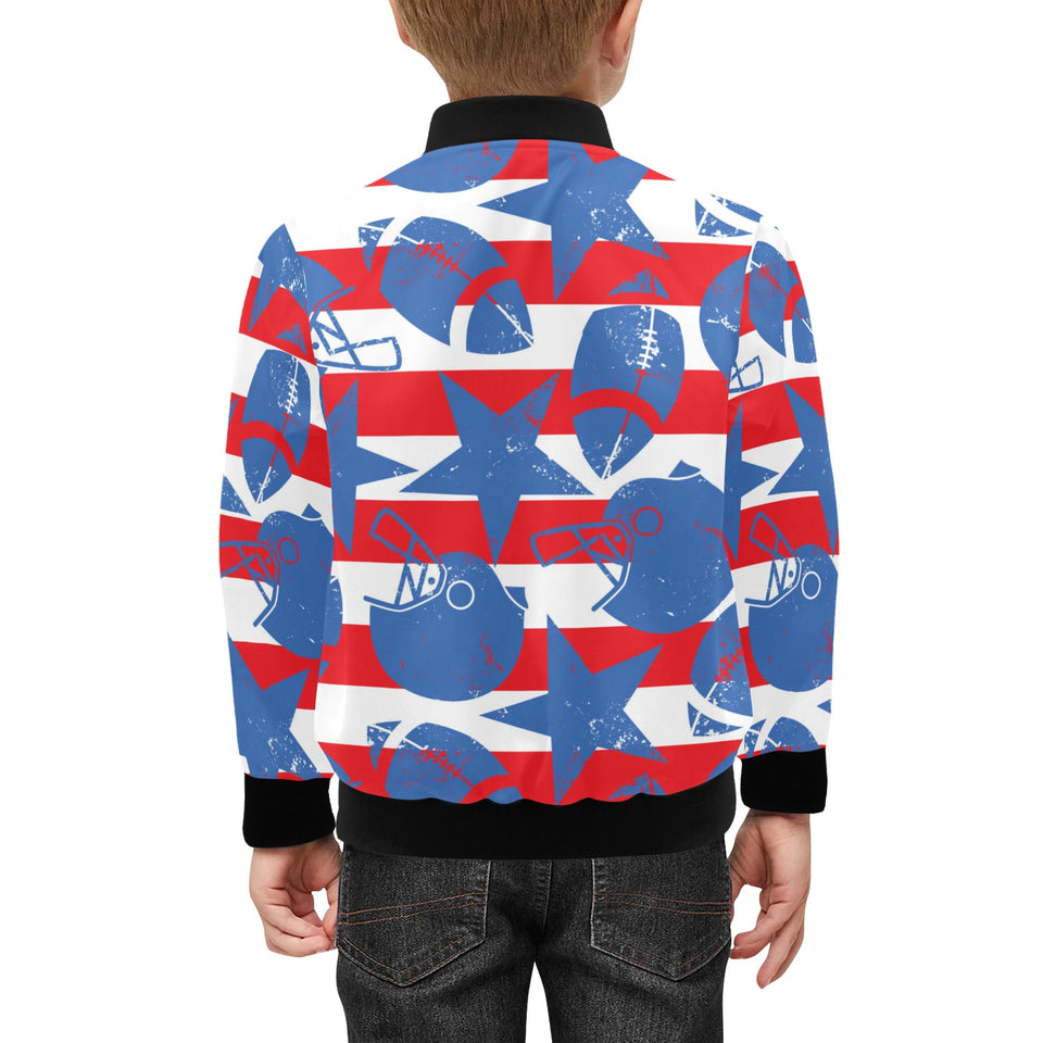 American football ball star stripes pattern Kids' Boys' Girls' Bomber Jacket