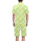 Fried Eggs Pattern Print Design 01 Men's V-Neck Short Pajama Set