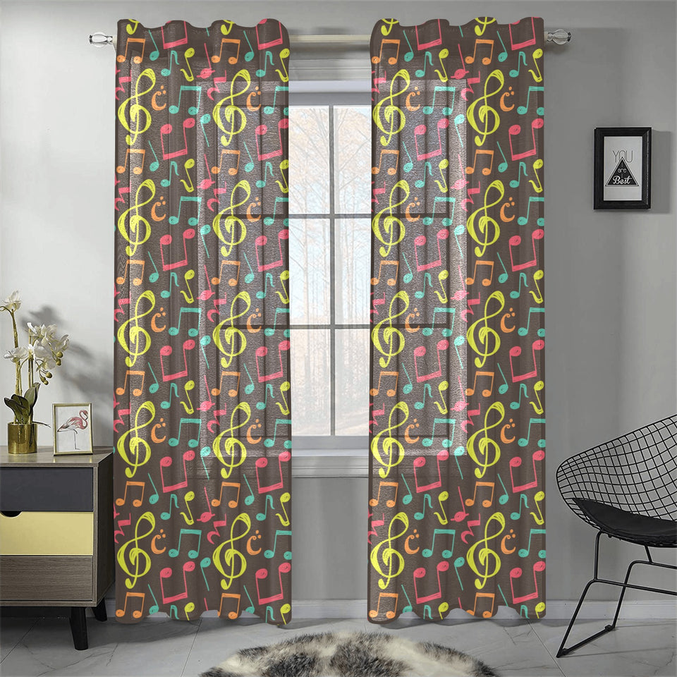 Music Notes Pattern Print Design 05 Gauze Curtain
