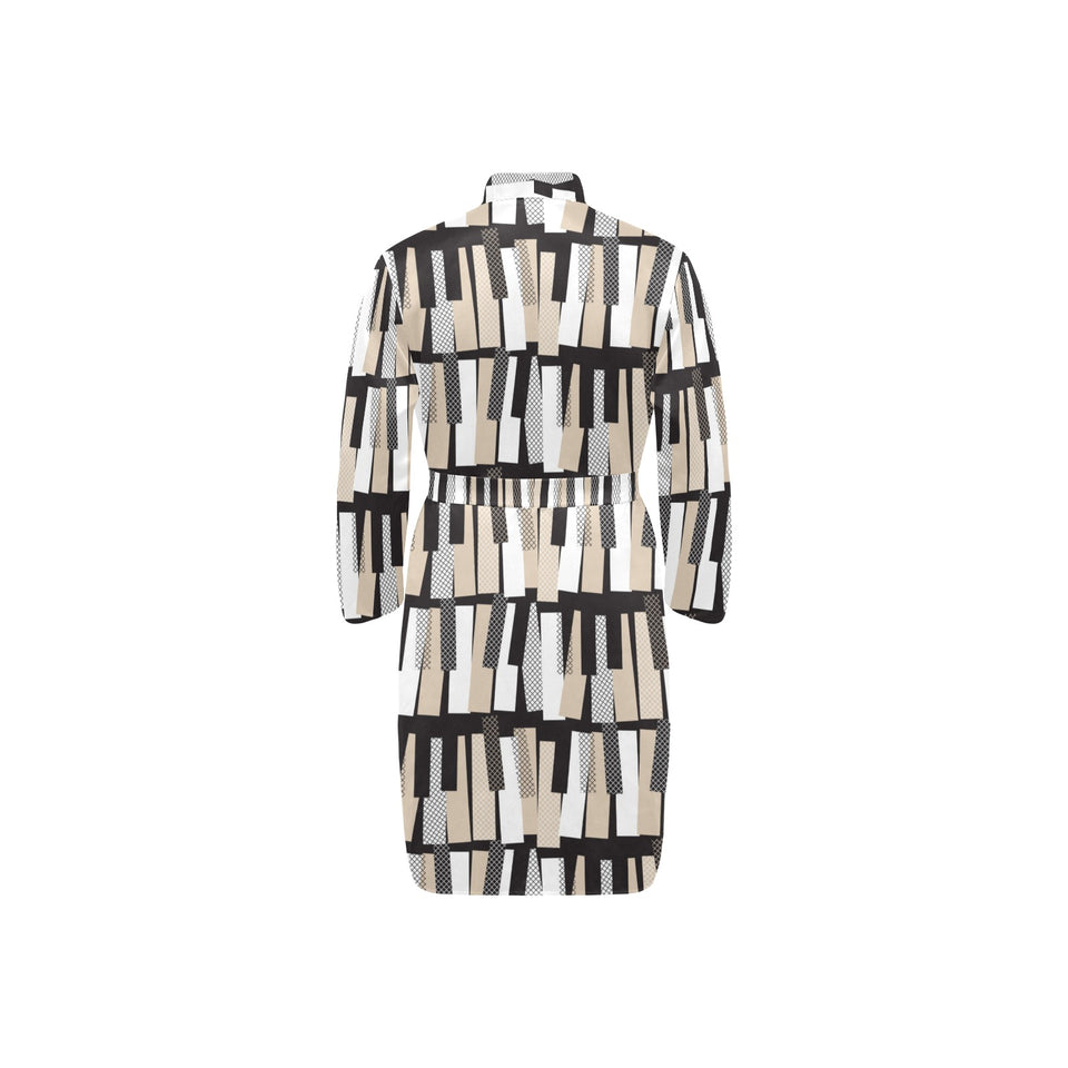 Piano Pattern Print Design 04 Men's Long Sleeve Belted Night Robe