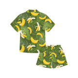 Banana Palm Leaves pattern Kids' Boys' Girls' V-Neck Short Pajama Set