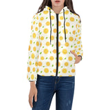 oranges leaves pattern Women's Padded Hooded Jacket
