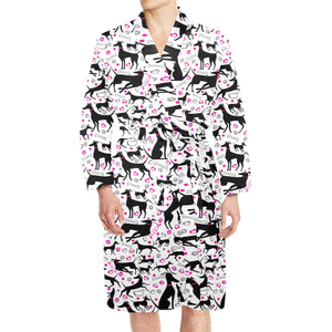 Greyhound Pattern Print Design 02 Men's Long Sleeve Belted Night Robe