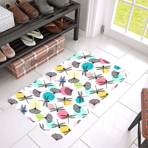 Dragonflies ginkgo leaves pattern Doormat