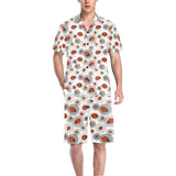 Ladybug Pattern Print Design 05 Men's V-Neck Short Pajama Set