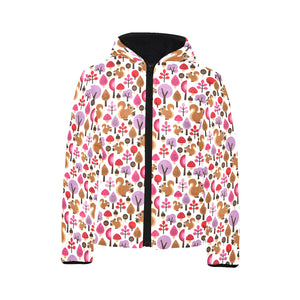 Squirrel Pattern Print Design 02 Kids' Boys' Girls' Padded Hooded Jacket