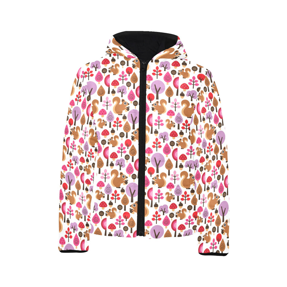 Squirrel Pattern Print Design 02 Kids' Boys' Girls' Padded Hooded Jacket