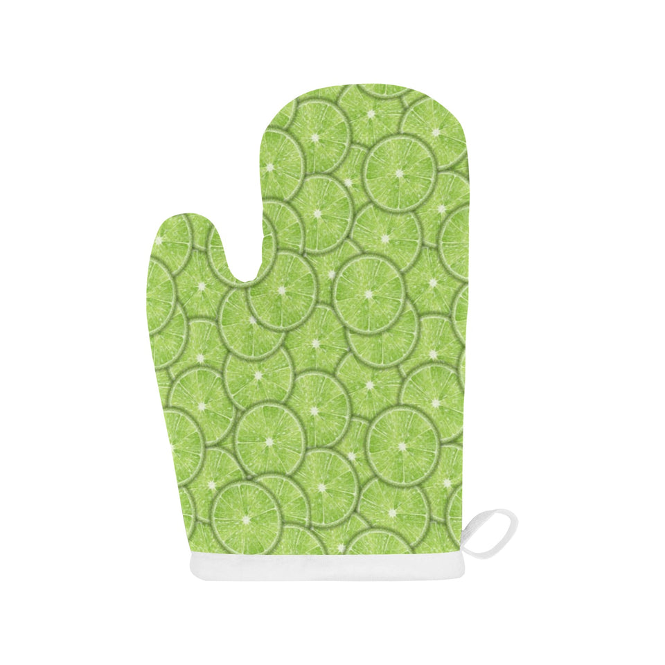 Slices of Lime pattern Heat Resistant Oven Mitts