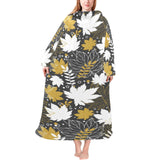 Beautiful gold autumn maple leaf pattern Blanket Robe with Sleeves