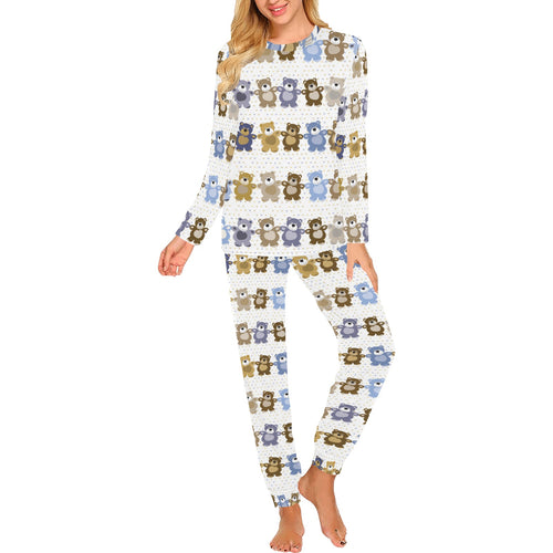 Teddy Bear Pattern Print Design 02 Women's All Over Print Pajama Set