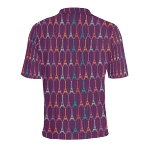 Eiffel Tower Pattern Print Design 05 Men's All Over Print Polo Shirt