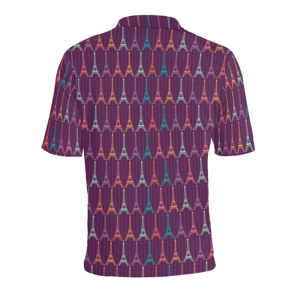 Eiffel Tower Pattern Print Design 05 Men's All Over Print Polo Shirt