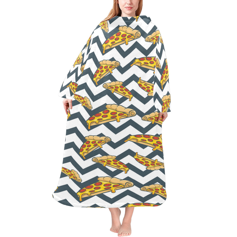 Pizza design pattern Blanket Robe with Sleeves