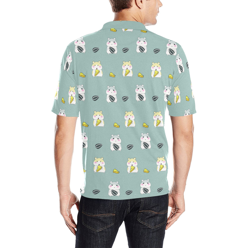 Cute hamster cheese pattern Men's All Over Print Polo Shirt