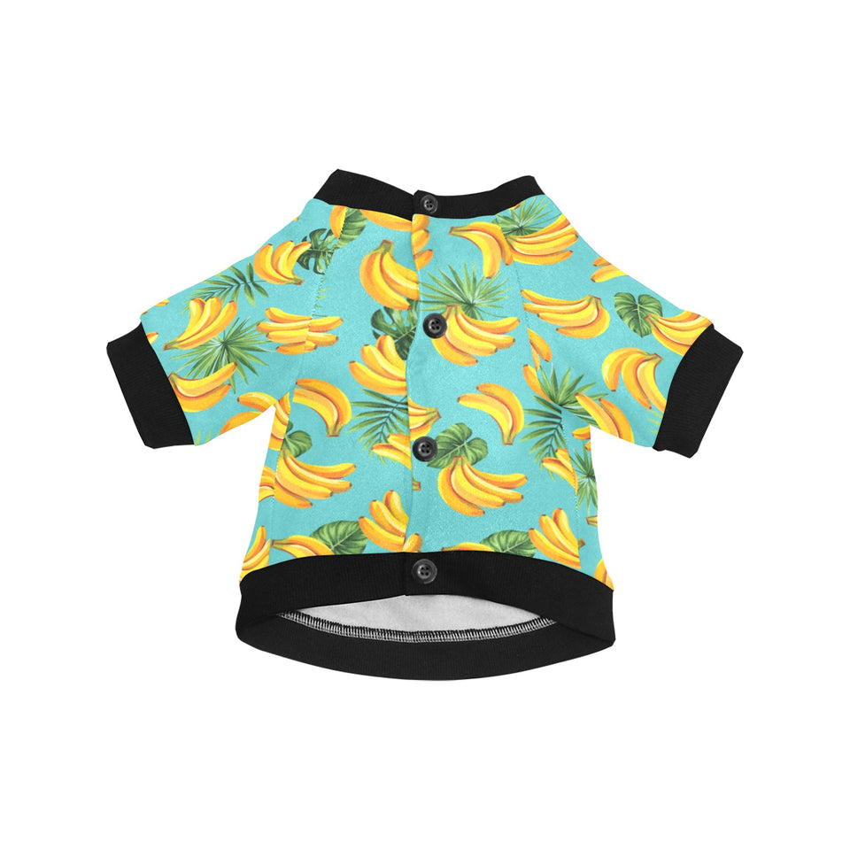 Banana Palm Leaves pattern background All Over Print Pet Dog Round Neck Fuzzy Shirt
