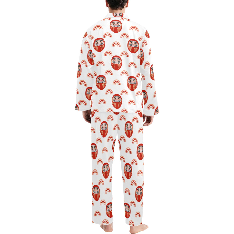 Daruma japanese wooden doll design pattern Men's Long Pajama Set