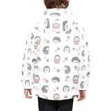Hedgehog Pattern Print Design 02 Kids' Boys' Girls' Padded Hooded Jacket